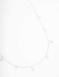 Silver Diamante & Pearl Drop Station Necklace - link has visual effect only