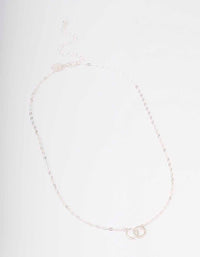 Silver Linked Diamante Circle Necklace - link has visual effect only