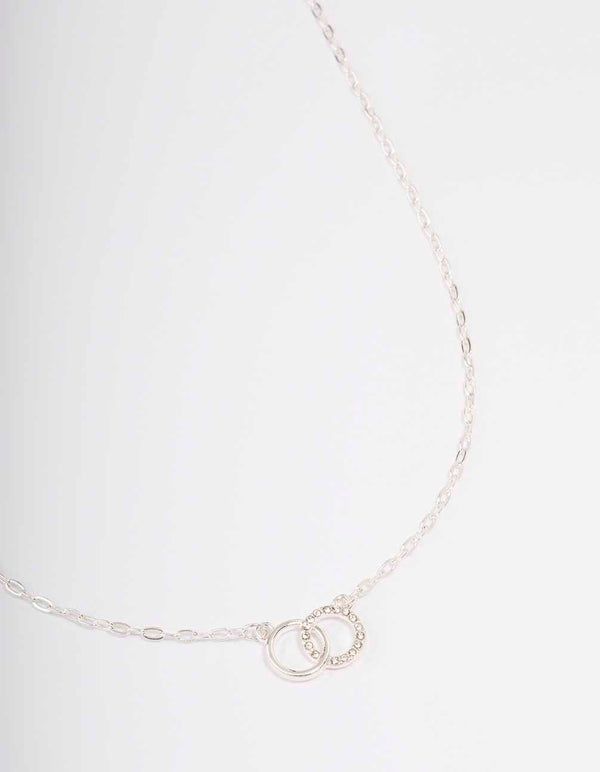 Silver Linked Diamante Circle Necklace