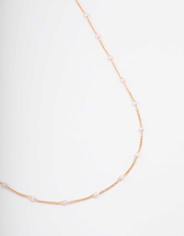 Gold Pearl Chain Necklace