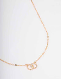 Gold Linked Diamante Circle Necklace - link has visual effect only