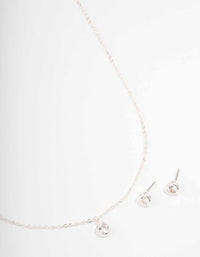 Silver Bezel Diamante Jewellery Set - link has visual effect only