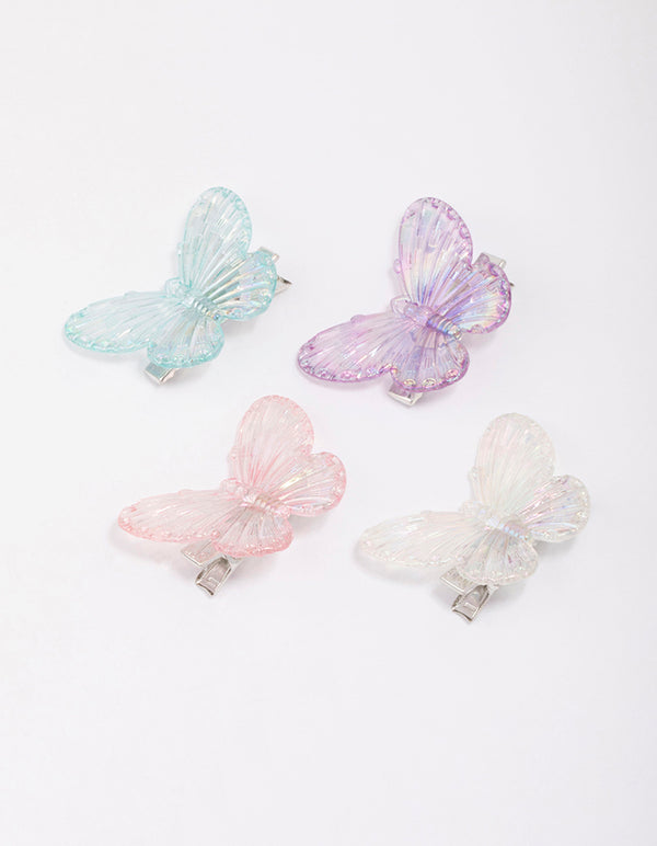 Pastel Iridescent Butterfly Hair Clip 4-Pack