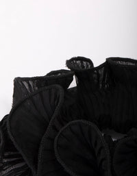 Black Fabric Pleated Floral Hair Scrunchie - link has visual effect only