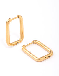 Waterproof Gold Plated Stainless Steel Small Rectangular Hoop Earrings - link has visual effect only