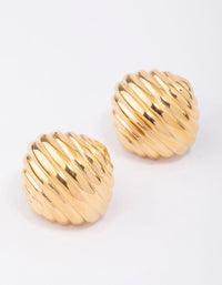 Waterproof Gold Plated Stainless Steel Croissant Textured Stud Earrings - link has visual effect only