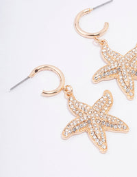 Gold Diamante Starfish Hoop Earrings - link has visual effect only