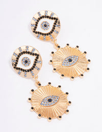 Gold Double Eye Disc Drop Earrings - link has visual effect only