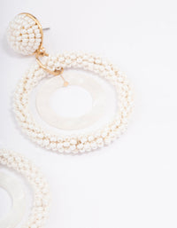 Gold Bead Double Circle Drop Earrings - link has visual effect only