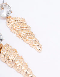 Gold Diamante Shell Drop Earrings - link has visual effect only