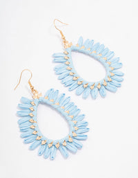 Gold Raffia Frayed Drop Earrings - link has visual effect only