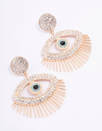 Gold Diamante Large Evil Eye Drop Earrings - link has visual effect only