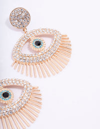 Gold Diamante Large Evil Eye Drop Earrings - link has visual effect only