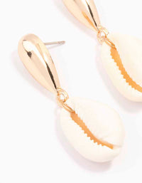 Gold Textured Multi Shell Drop Earrings - link has visual effect only