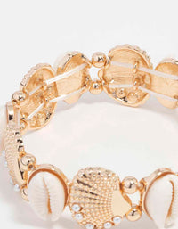 Gold Pearl Shell Stretch Bracelet - link has visual effect only