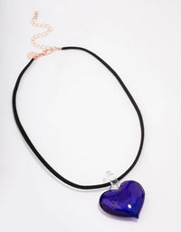 Navy Puffy Love Heart Cord Necklace - link has visual effect only