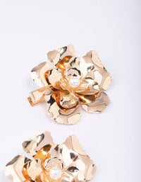 Gold Large Flower Pearl Hair Clip Pack - link has visual effect only