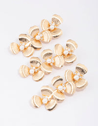 Gold Triple Daisy Hair Clip 3-Pack - link has visual effect only