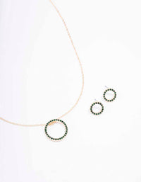 Gold Diamante Open Circle Necklace & Stud Earring Set - link has visual effect only