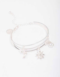 Silver Floral Charm Wrist Cuff - link has visual effect only