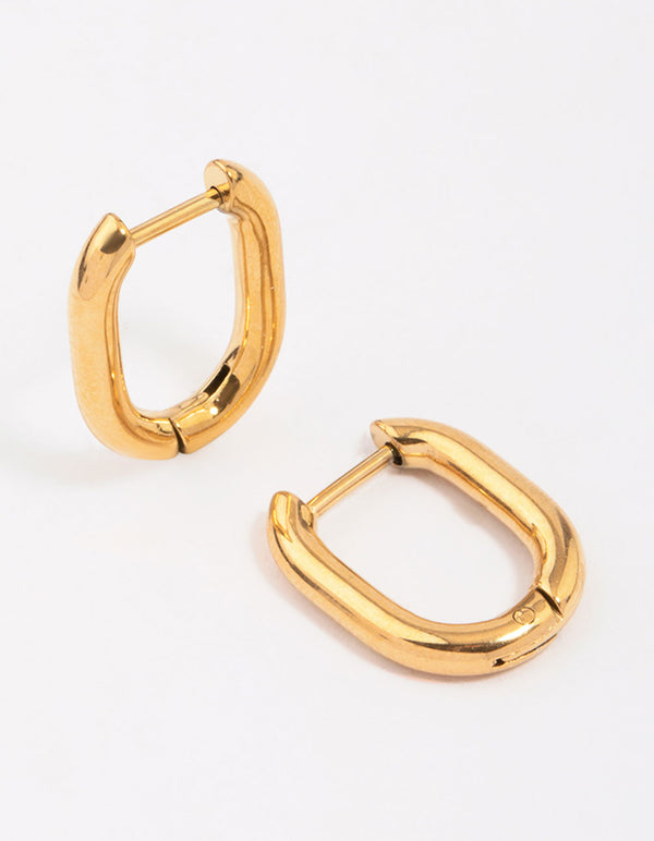 Gold Plated Surgical Steel Rectangular Hoop Earrings