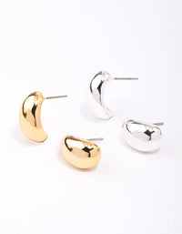 Gold & Silver Plated Bubble Stud Earring Pack - link has visual effect only