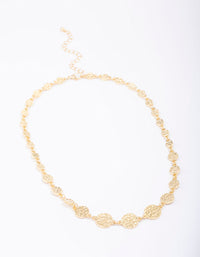 Gold Plated Hammered Disc Chain Necklace - link has visual effect only