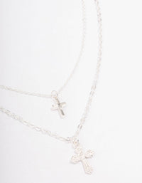 Silver Mixed Texture Cross Necklace - link has visual effect only