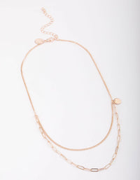 Rose Gold Curb & Cable Layered Necklace - link has visual effect only