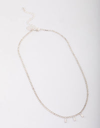 Silver Cupchain Baguette Chain Necklace - link has visual effect only