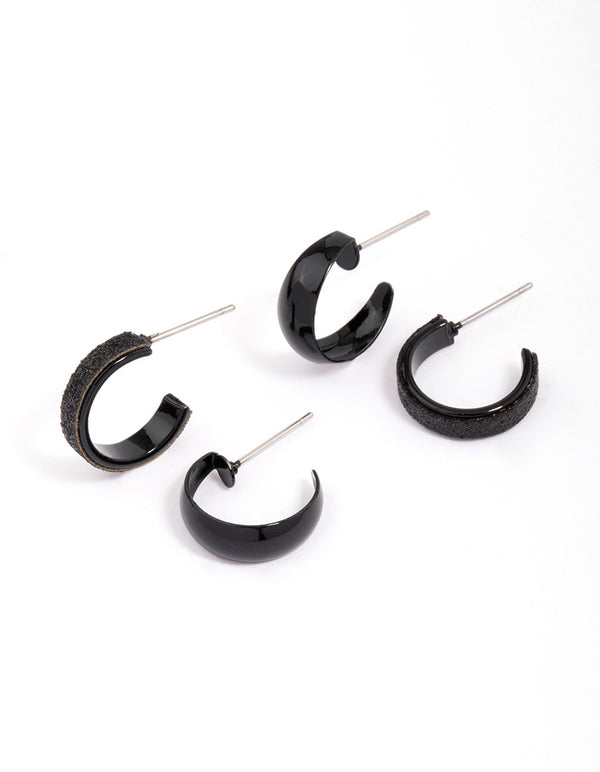 Black Glitter Hoop Earring Pack