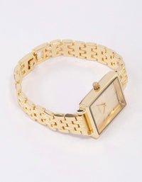 Gold Rectangle Face Classic Watch - link has visual effect only