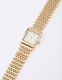 Gold & White Square Watch - link has visual effect only