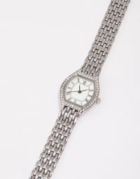 Silver Vintage Diamante Watch - link has visual effect only