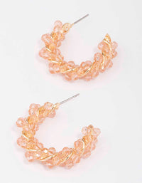 Gold Twisted Beaded Hoop Earrings - link has visual effect only