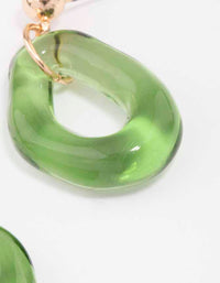 Gold & Green Wavy Donut Drop Earrings - link has visual effect only