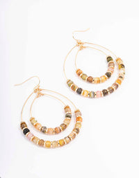 Gold Double Beaded Hoop Earrings - link has visual effect only