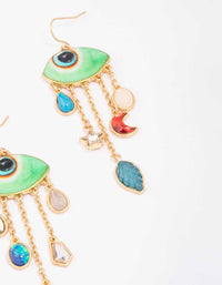 Gold Evil Eye Charm Drop Earrings - link has visual effect only