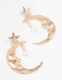 Gold Celestial Moon Drop Earrings - link has visual effect only