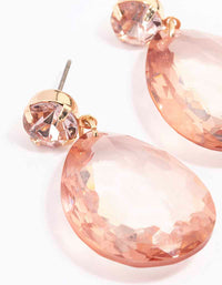 Gold & Peach Teardrop Diamante Earrings - link has visual effect only