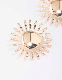 Gold Large Wavy Sun Stud Earrings - link has visual effect only