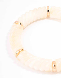 Cream Acrylic Twisted Stretch Bracelet - link has visual effect only