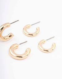 Gold Simple Chunky Huggie Hoop Earrings - link has visual effect only