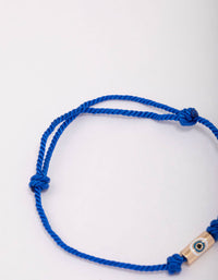 Blue Fabric Evil Eye Cord Adjustable Bracelet - link has visual effect only