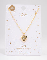 Gold Plated Heart Cubic Zirconia Pendant Necklace - link has visual effect only