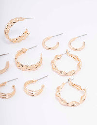 Gold Twisted Chain Hoop Earring 6-Pack - link has visual effect only