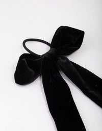 Large Black Velvet Bow Hair Tie - link has visual effect only