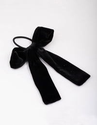 Large Black Velvet Bow Hair Tie - link has visual effect only