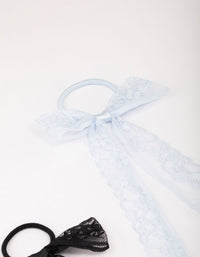 Blue Lace Bow Hair Tie - link has visual effect only