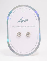 Silver Embellished Crystal Halo Stud Earrings - link has visual effect only